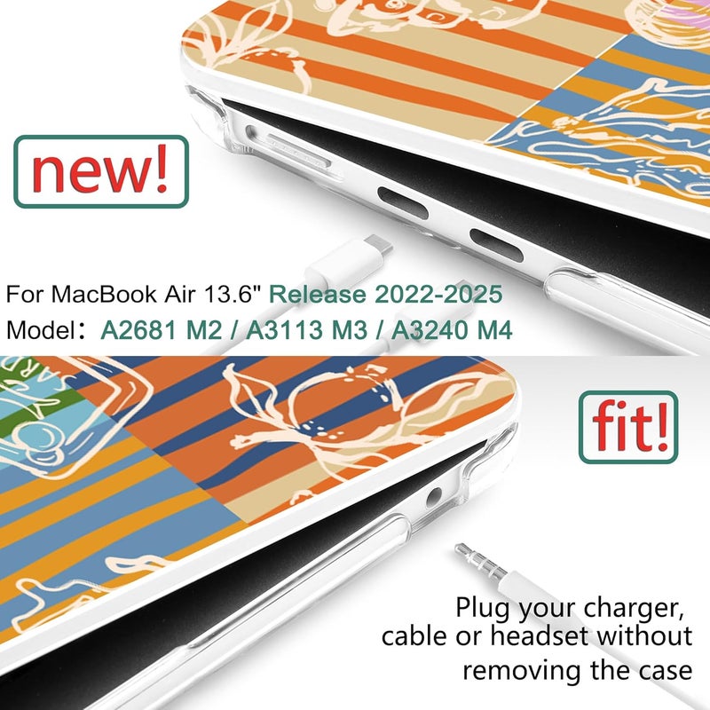 DONGKE for M4 MacBook Air 13.6 Inch Case 2025 2024 2023 2022 Model A3240 A3113 A2681 M3 M2 Chip, Plastic Hard Shell Case Cover with Touch ID for MacBook Air 13 Inch M4 - Italy Mood - Image 2